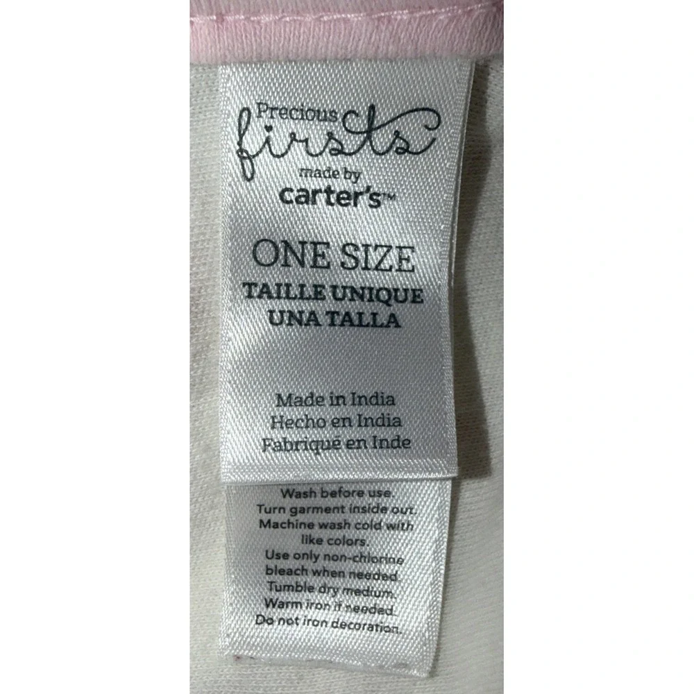 Precious Firsts By Carter's Pink White Hearts Baby Blanket Cotton Ribbon